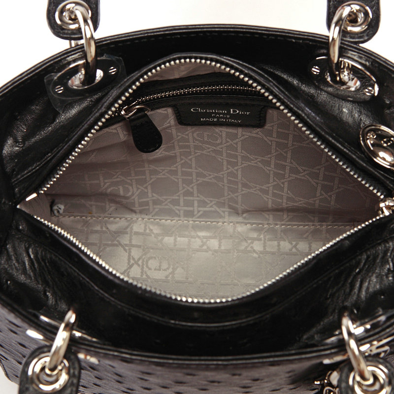 jumbo lady dior ostrich leather D053 black